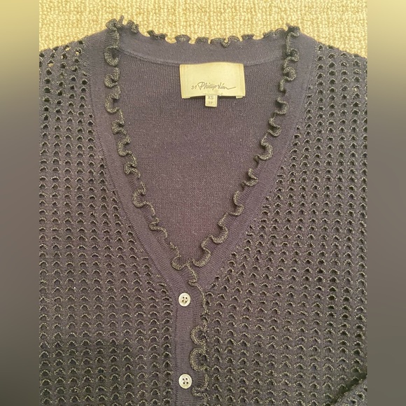 3.1 Phillip Lim Cardigan Sweater, navy with black detail, size XS - Picture 2 of 4